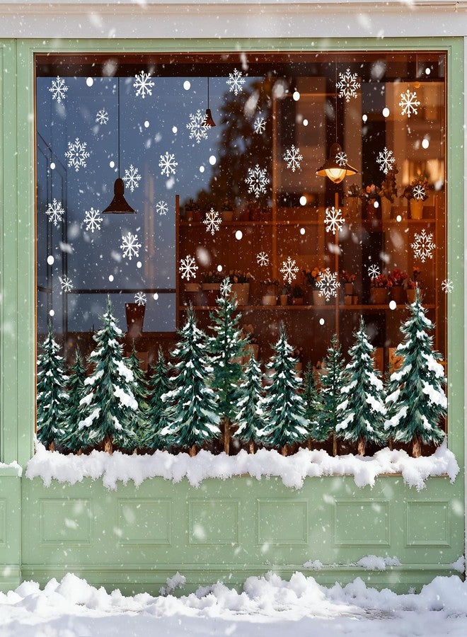 Pseutio 124 PCS Large Christmas Clings for Windows Trees Snowflake Window Clings Christmas Decorations - Image 5